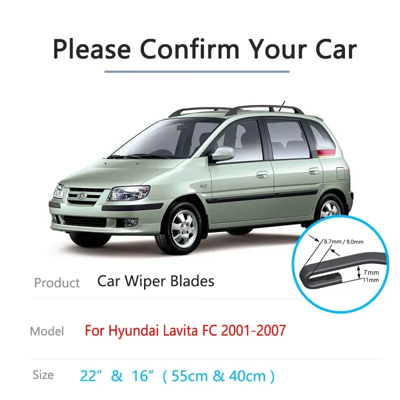 For Hyundai Lavita Matrix Elantra FC 2001~2007 Frameless Wiper Blades Rubber Strip Refill Windscreen Windows Car Accessory Tools