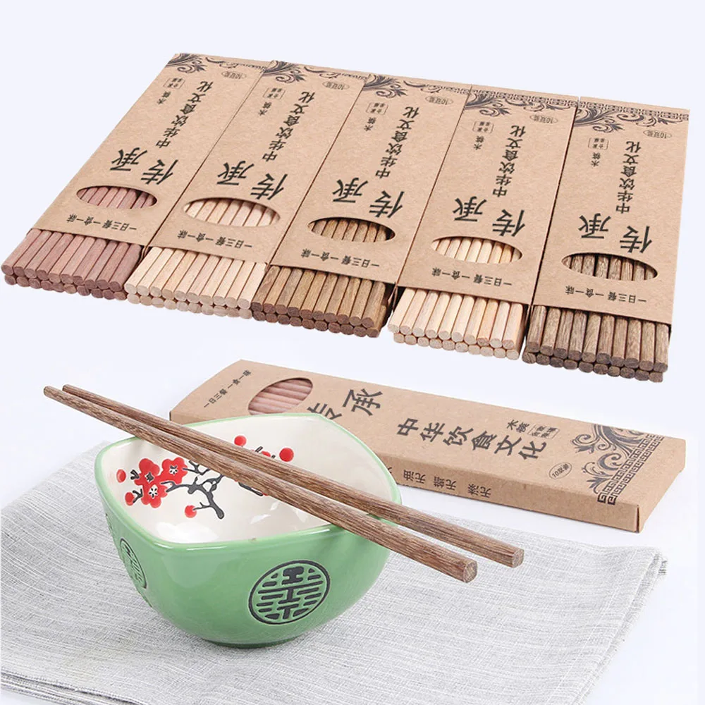 Kitchen Chopstick Set Wooden Sticks Chopsticks 10 Pairs Red Wood Chinese Chopsticks Washable Food Grade Chopsticks No Lacquer