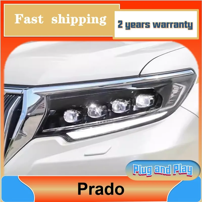 Car Styling for Toyota Prado Head Lamp 2018-2021 Prado Head Light DRL Turn Signal Low High Beam Projector Lens