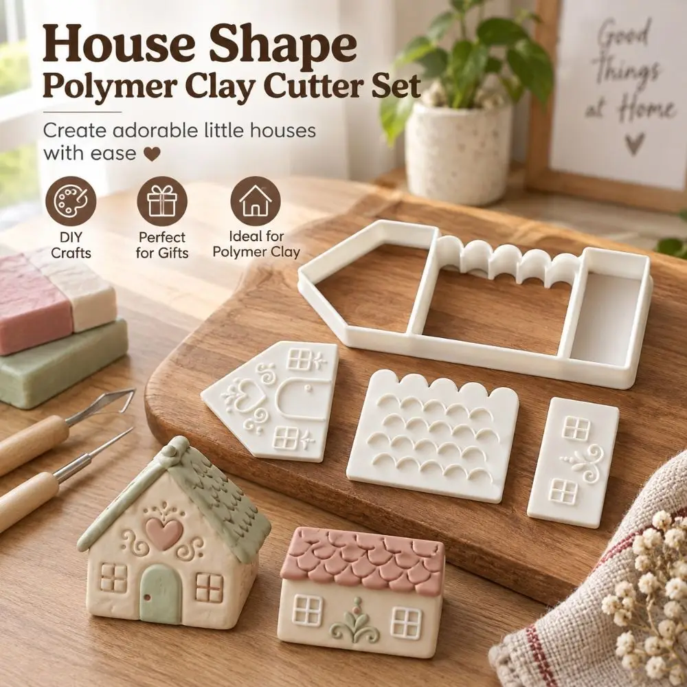 3D Printing House Clay Cutter Molds House-Shape Plastic Mini House Clay Press Set Smooth-Edge Precise Outline