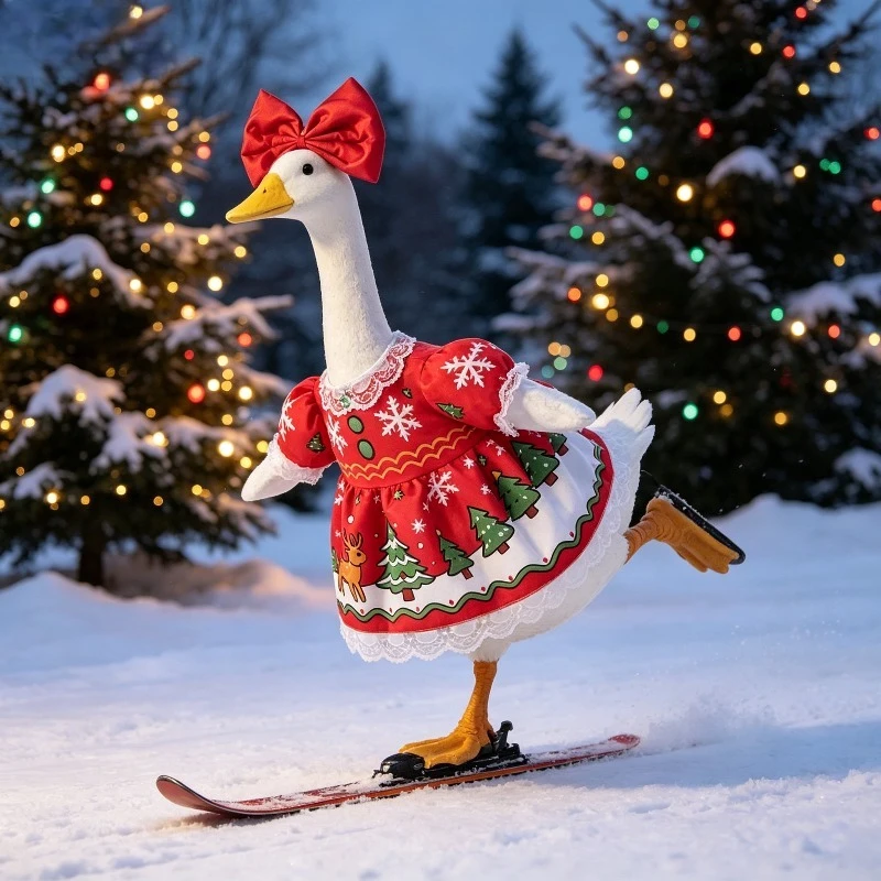 Christmas Goose Costume Set, Santa Hat & Scarf Included, Lightweight Holiday Yard Decor for Outdoor Garden,exclude Goose