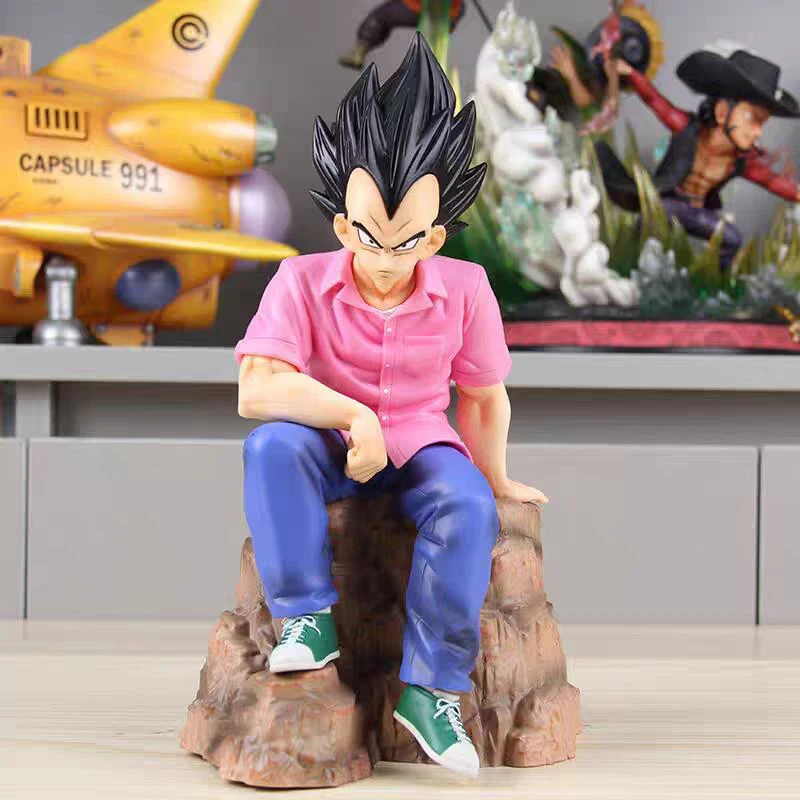 

Anime Dragon Ball Z Figure FC Vegeta Casual Wear Action Figures Sitting Vegeta Figurine Gk 22cm PVC Model Doll Ornament Toys