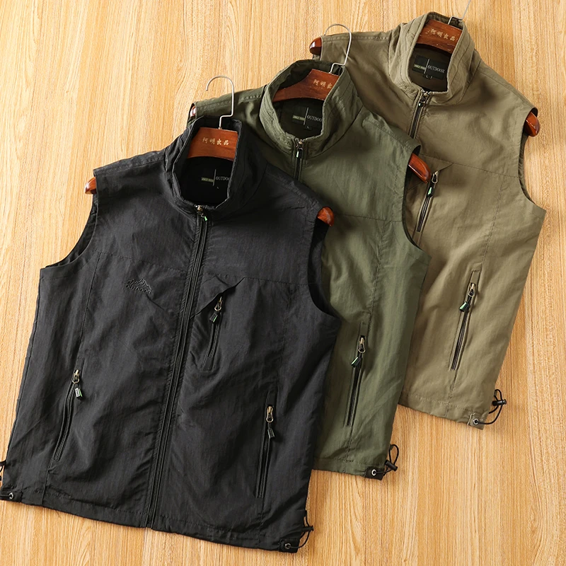 

Men's Outdoor Functional Stand Collar Qui Dry Breathable Waterproof Vest oulder Pad Thiened Faion Urban Sle Autumn ...