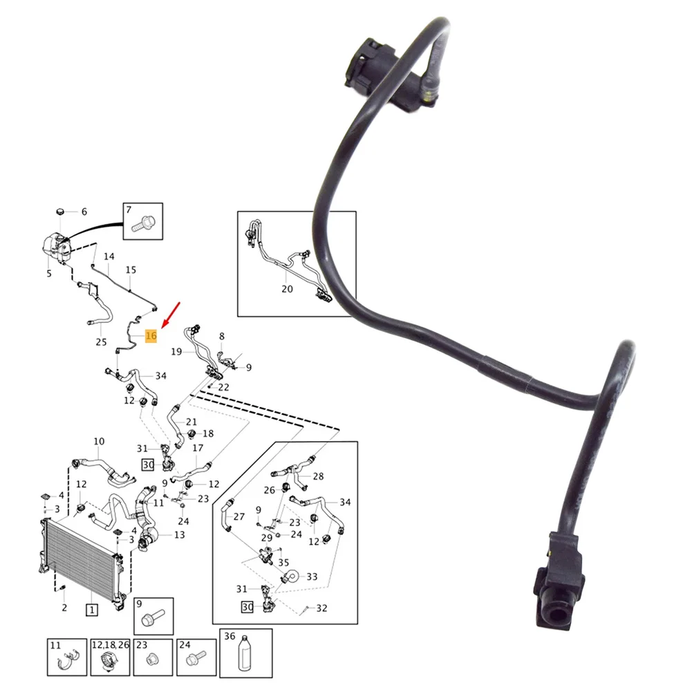 

Высококачественная замена шланга для прокачки расширительного бачка для Volvo XC90 XC60 2014, деталь системы охлаждения вверх 32252301