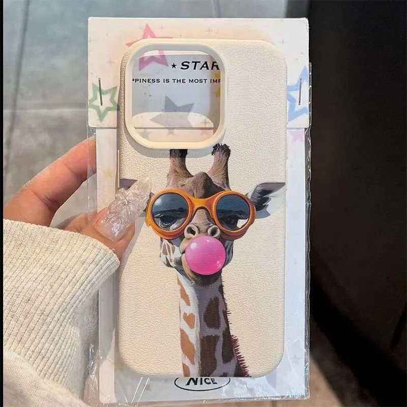 

Funny Giraffe Fashion Glasses Pattern Phone Case For iPhone 17 Pro Max 16 15 14 13 12 11 XS Max X XR 7 8 Plus 16E 17 Air Cover