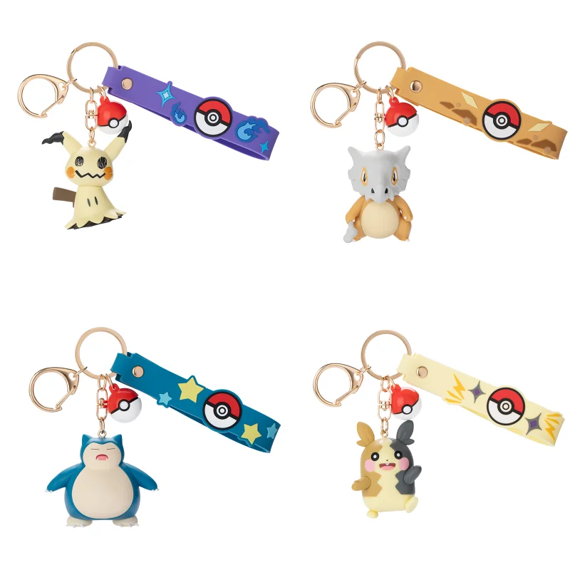 Pokemon Anime figuras de acción Snorlax Mimikyu Cubone Morpeko llavero muñecas decoraciones colgante decoración de escritorio juguete para regalo