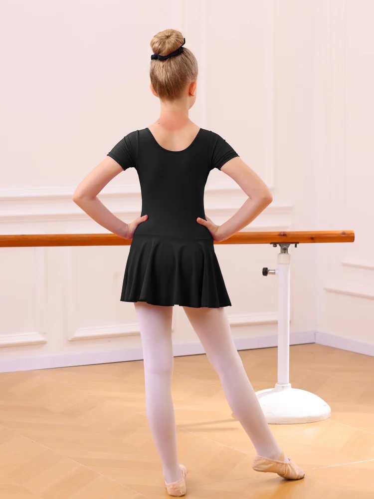 Meisjes Ballet Jurk Gymnastiek Maillots Kinderen Korte Mouw Danskleding Tutu Ballerina Kleding - Roze/Blauw/Wit