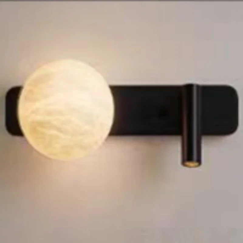 Simples todo o cobre mármore lâmpada de parede escada quarto cama cabeça corredor fundo parede pode girar leitura led lua lâmpada parede