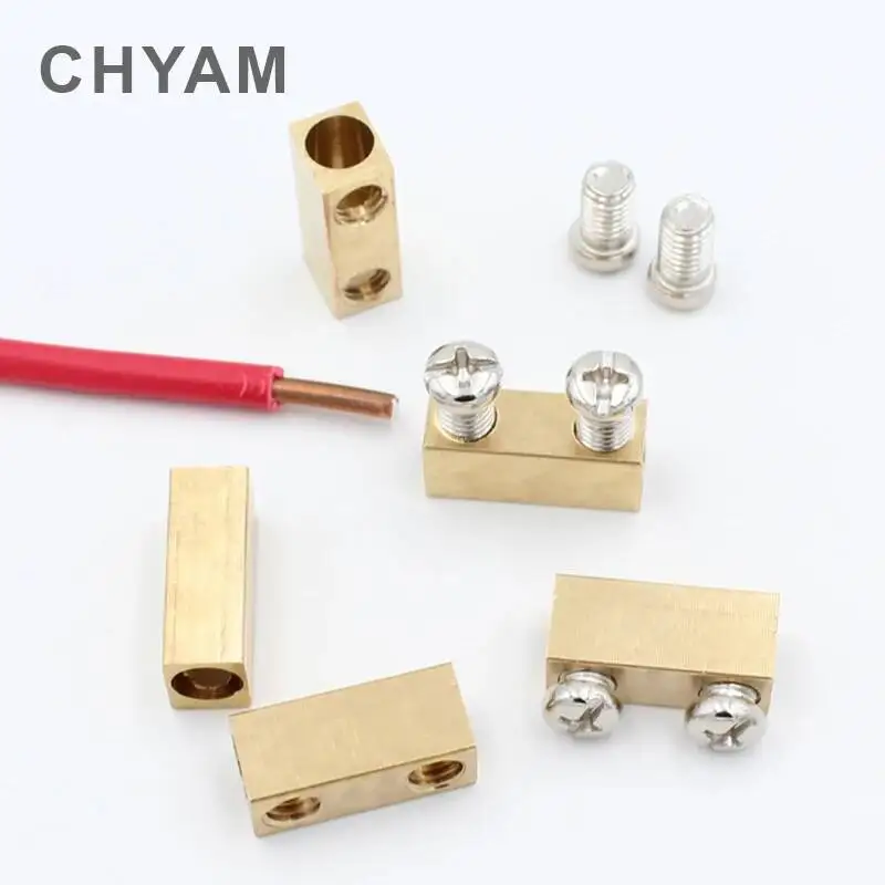 6pcs/lot High-power 1000V 60A Copper Terminal Connector Wite Two Scres Fixed Type 2.5-16mm Square Wire Wiring