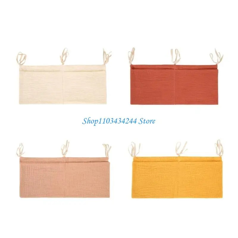 Infant Bedside Bag Breathable Cotton Hanging Pocket Organizes Space Saving Baby Bed Hanging Bag for Nursery Essential