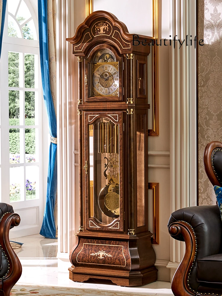 European-Style the Grandfather Clock Living Room Luxury Villa Vertical Mechanical Clock Retro Pendulum Clock American Luxury