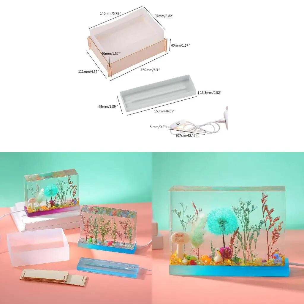 

Rectangular Silicone Mold Include USB Cable for DIY Desk Lamp Ornaments