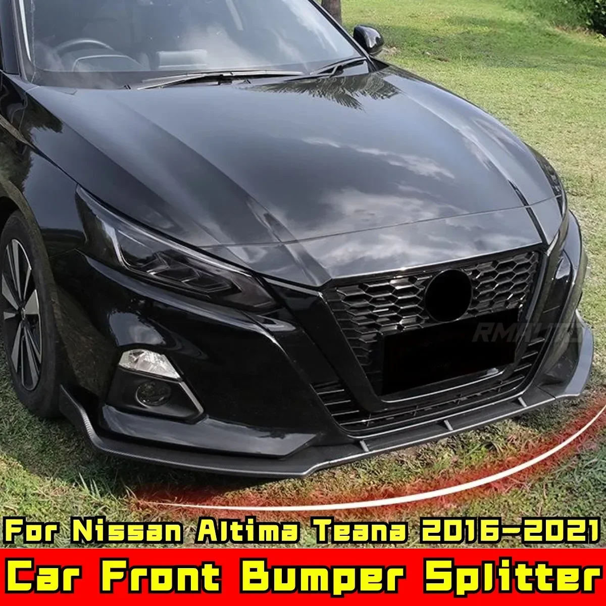 For Nissan Altima Teana 2016-2021 Body Kit Front Bumper Lip Carbon Fiber Look Sport Style Front Bumper Splitter Car Accessories