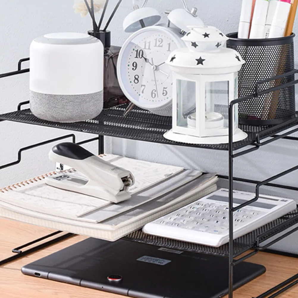 Mesh File Organizer Desktop File Holder Four Tier Document Rack Office Desktop Documents Storage Organizer Documents Holder