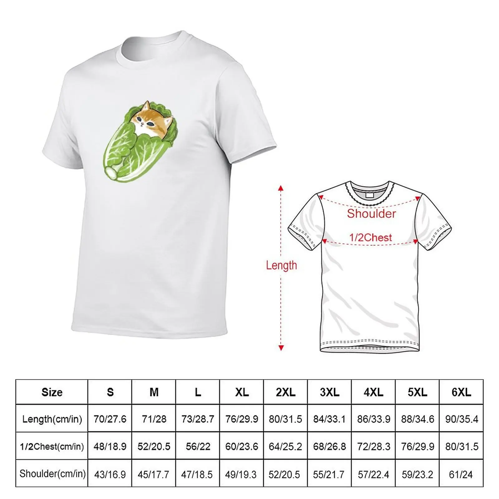 Mofusand Lying Down Lettuce Cabbage T-Shirt t shirts for man pack white man t shirt cotton high quality T-Shirt