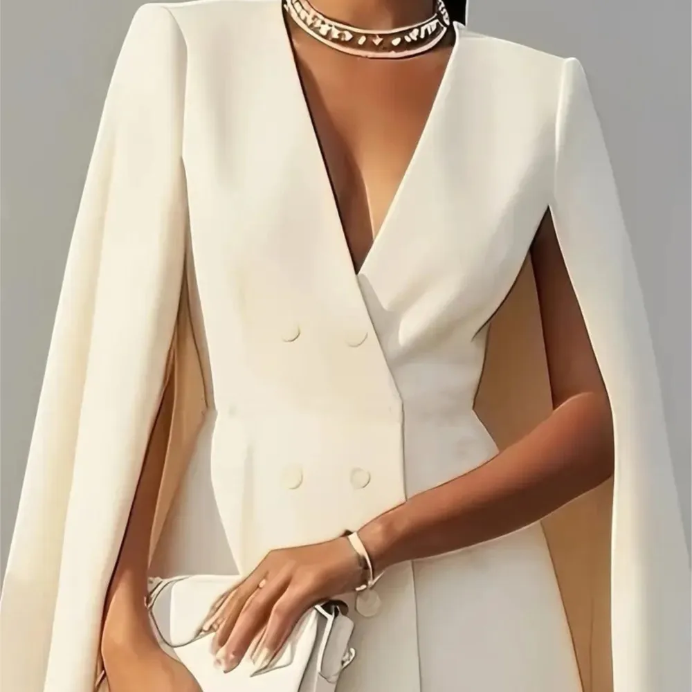 

New Dress Autumn Winter Temperament Fashion Loose Solid Color Commuter Woman Clothe Sleeveless Shawl Cape High Waist Vestido