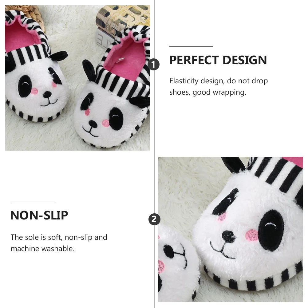 1 par anti deslizamento quente crianças chinelos dos desenhos animados panda design crianças interior inverno chinelo sola macia máquina lavável