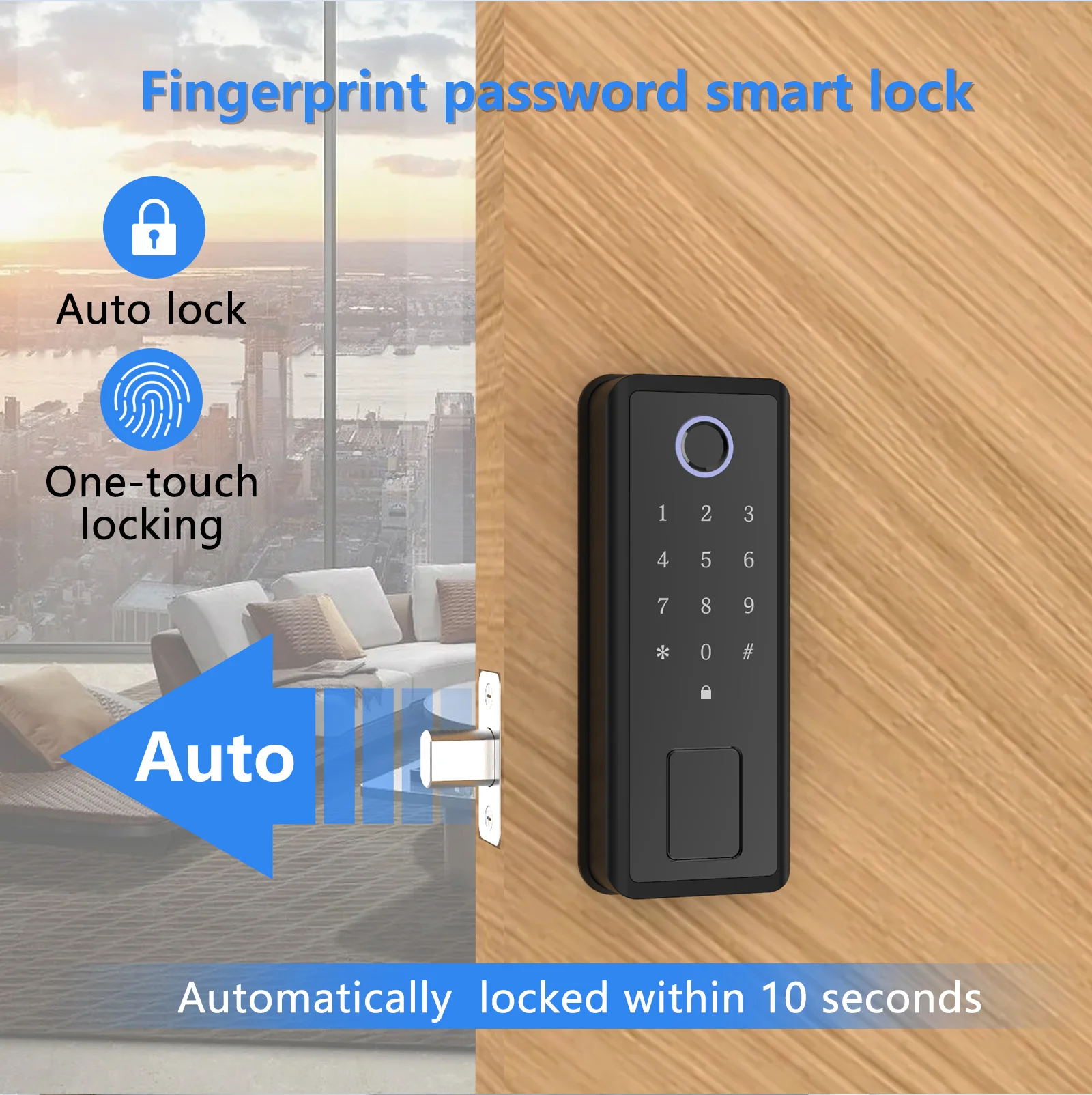 Smart Fingerprint Door Lock Interior Electronic Padlock with Password Home Security Protection Compatible with Tuya Best Selling