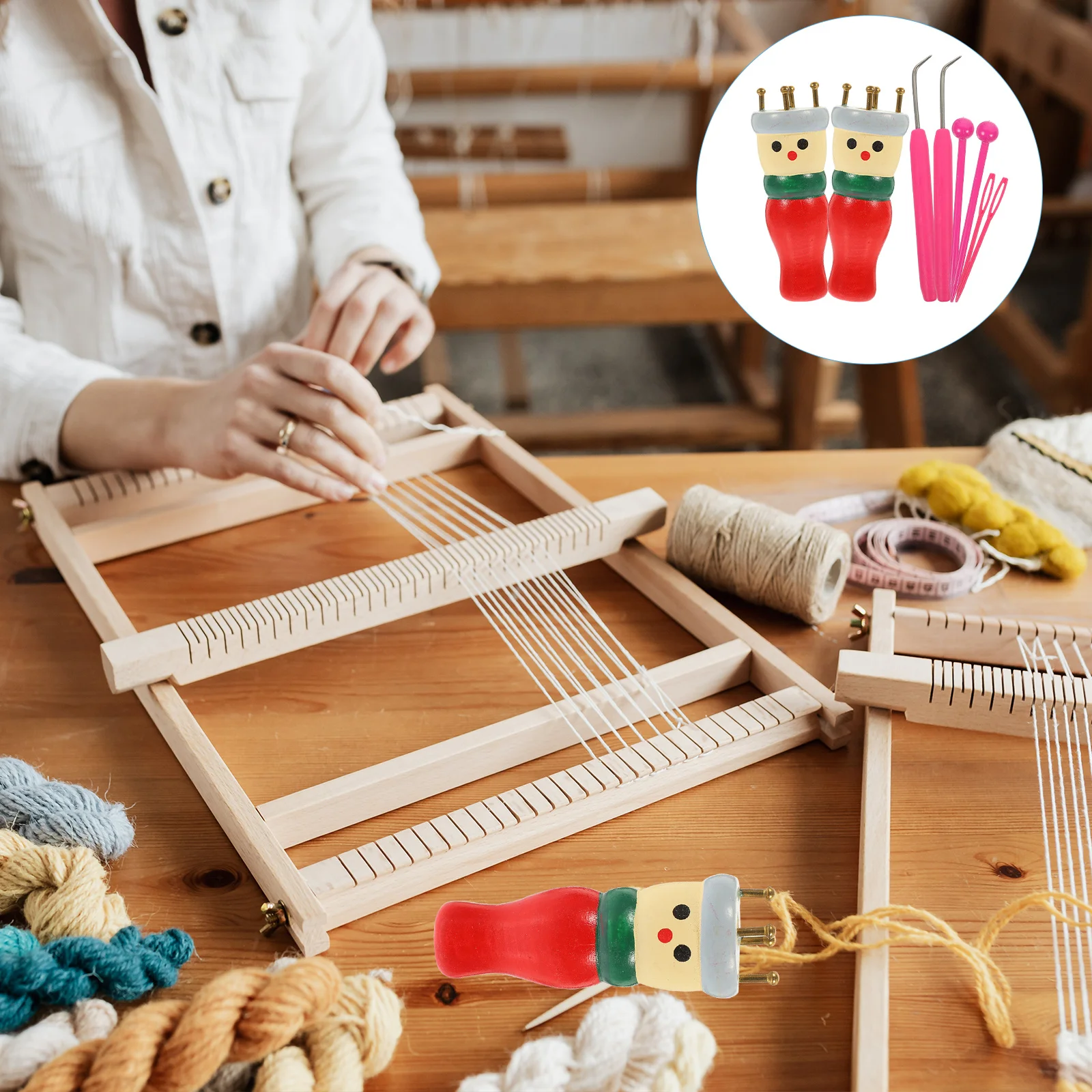 

1Set Wooden Wool Knitting Kit Durable Knitter Lightweight DIY Spool Knitting Tool Easy Craft for Kids Beginners