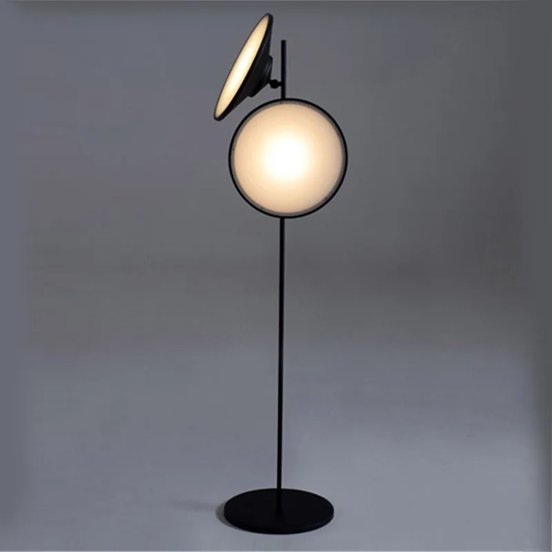 

Postmodern Black Wrought Iron LED Floor Lamp Double-headed Acrylic Lampshade Living Room Bedroom Restaurant Study Standing Light