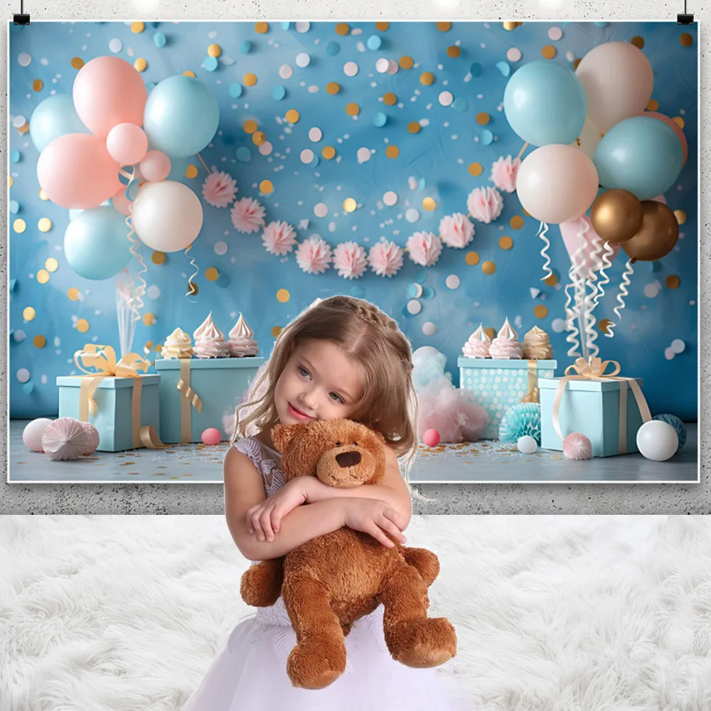 Cloud Bear Balloon Photography Background Children Birthday Party Baby Shower Decoration Banner Baby Portrait Photo Studio Props