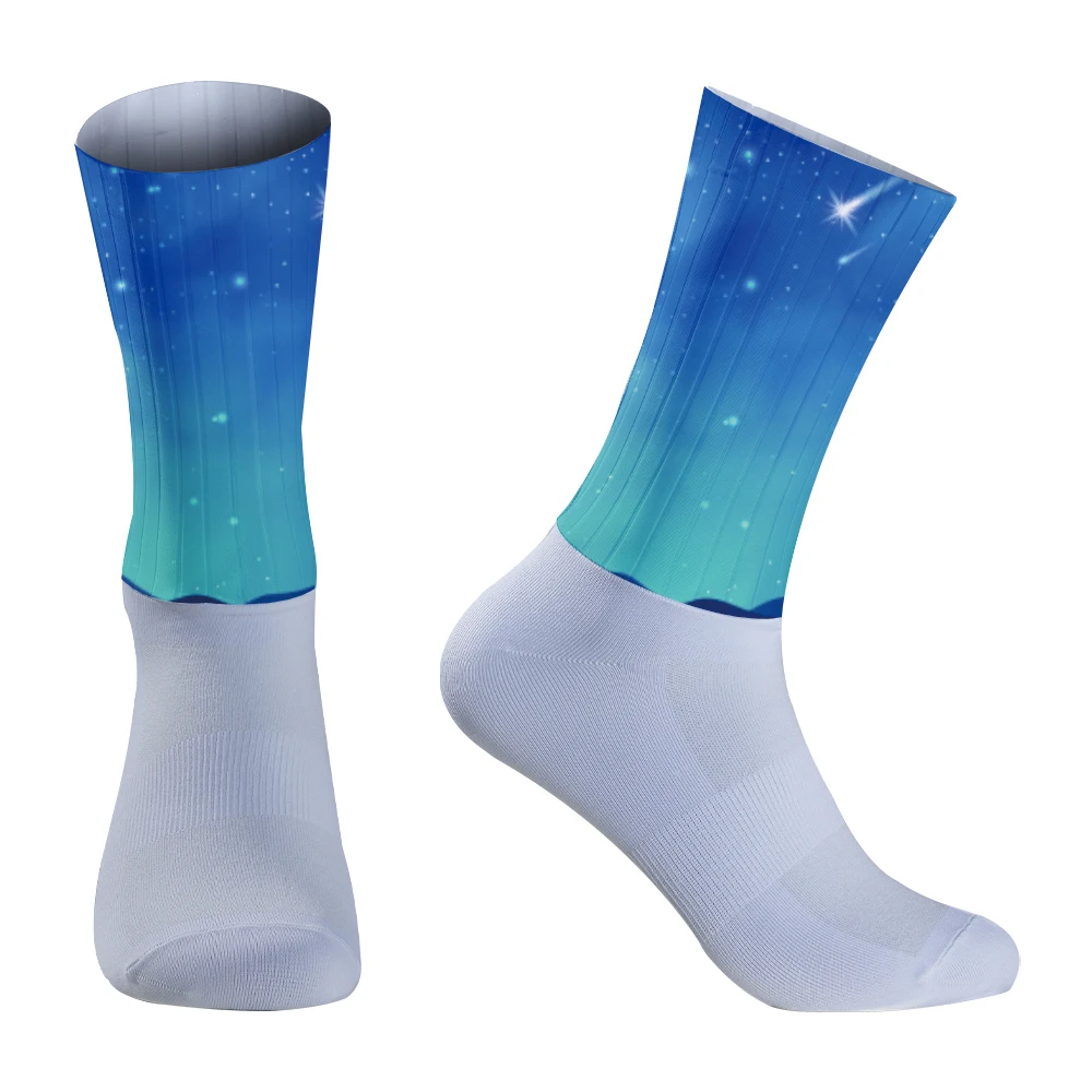 Chaussettes coordonnantes en silicone pour équipe professionnelle de cyclisme, accessoire de sport en plein air, couleur arc-en-ciel, nouvelle collection 2024