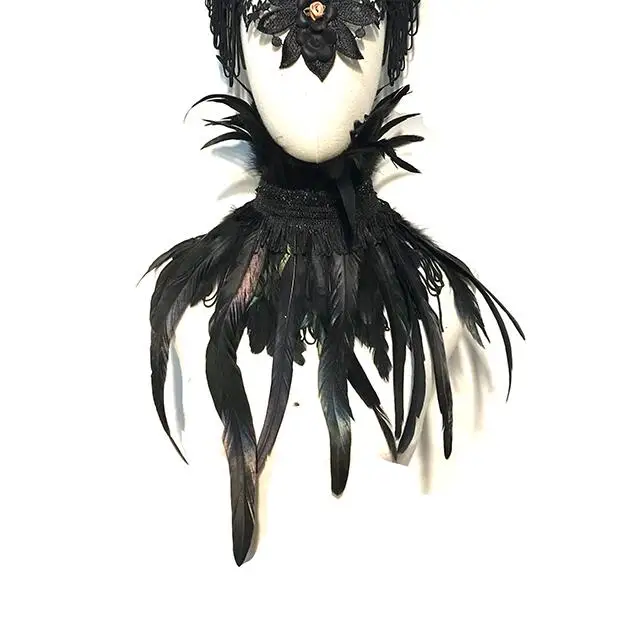 Feather Collar Black Stage Neckwear Scarf Gothic Women Neckband Vintage Singer