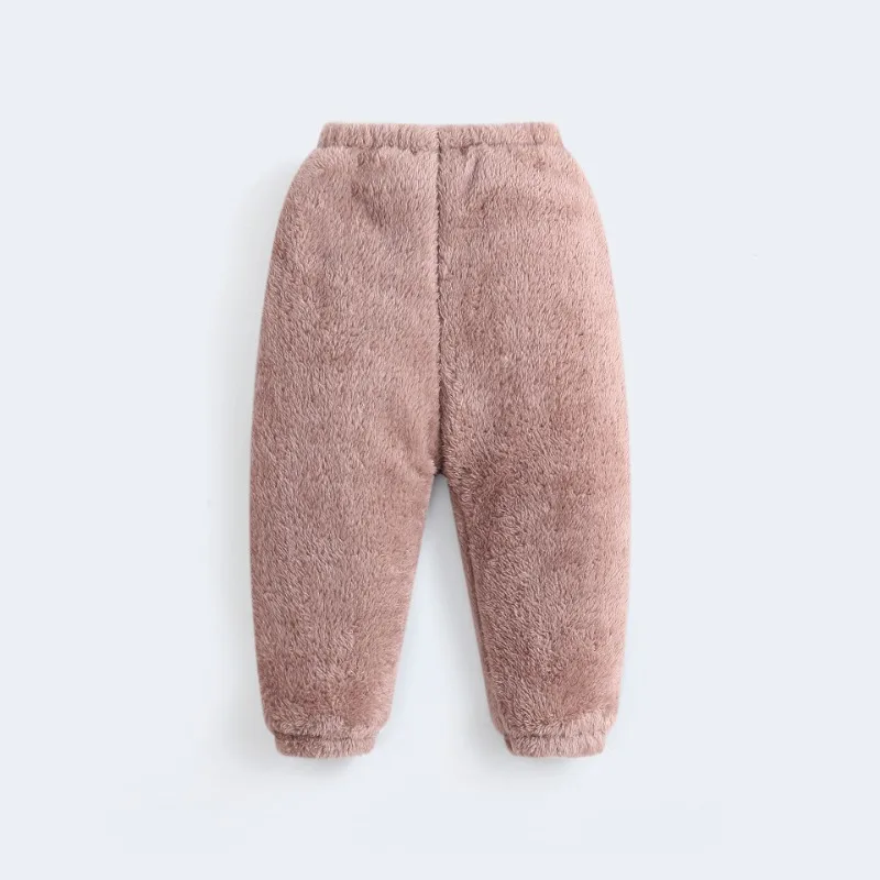 Children's Cotton Pants Boys' and Girls' Three-layer Thick Cotton Pants Warm Pants Worn with Coral Fleece on The Outside