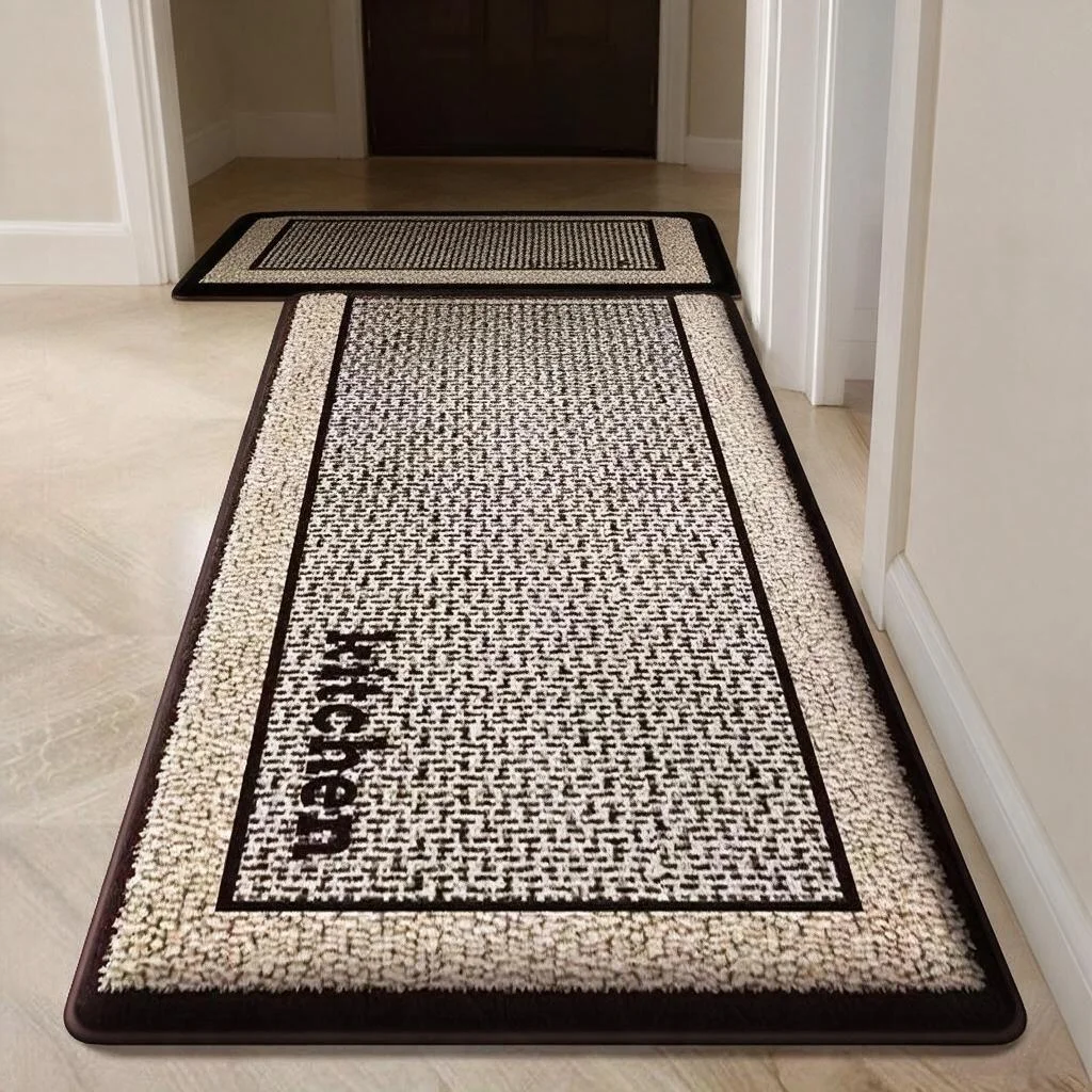 Soft Plush Kitchen Mat Square Flannel Water Absorbent Non Slip Rug for Bathroom Toilet Entrance Hallway