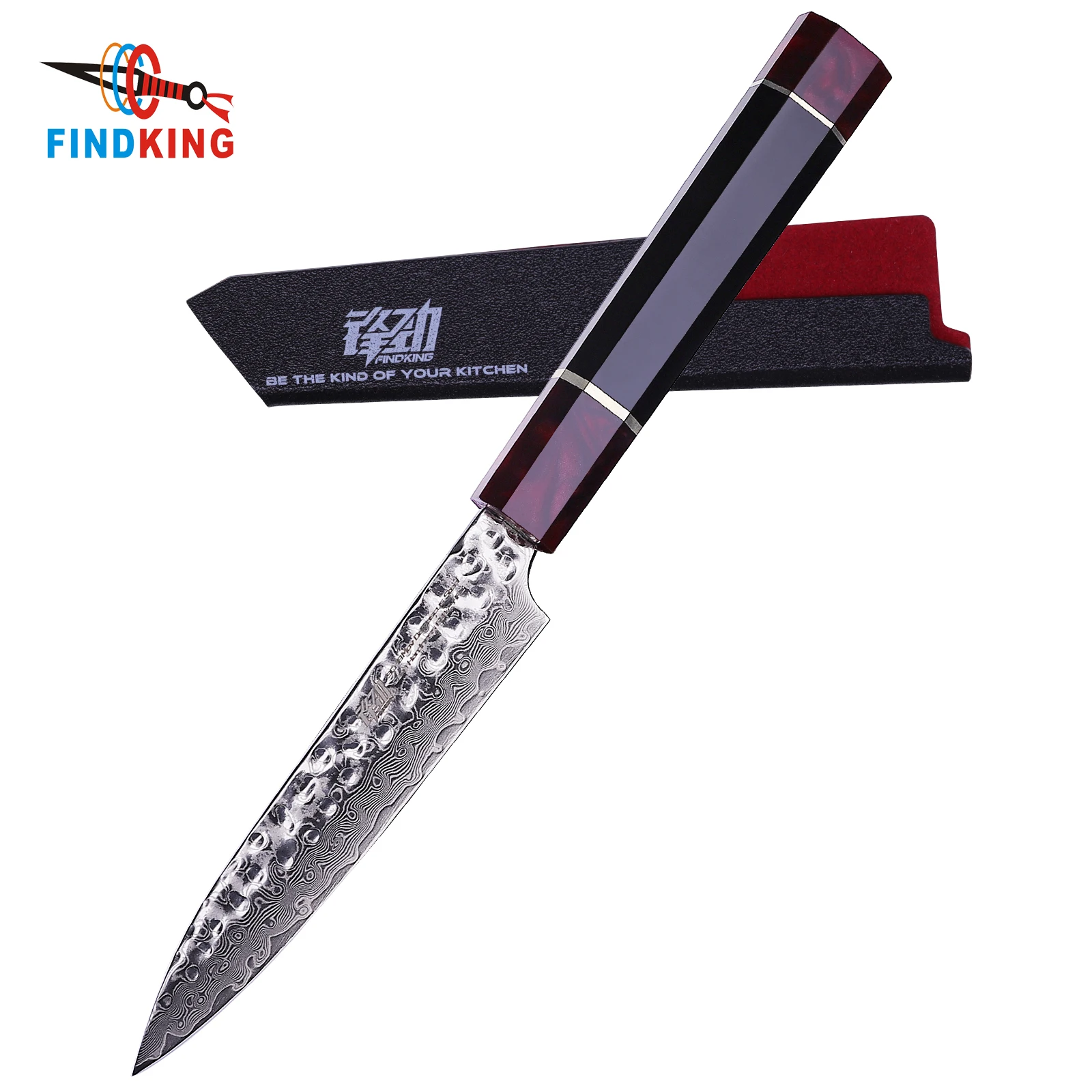 FINDKING-cuchillo de fruta serie Eternity de 5 pulgadas, hoja de acero damasco de 67 capas, mango de resina, Utilidad de cocina, cuchillo de pelar