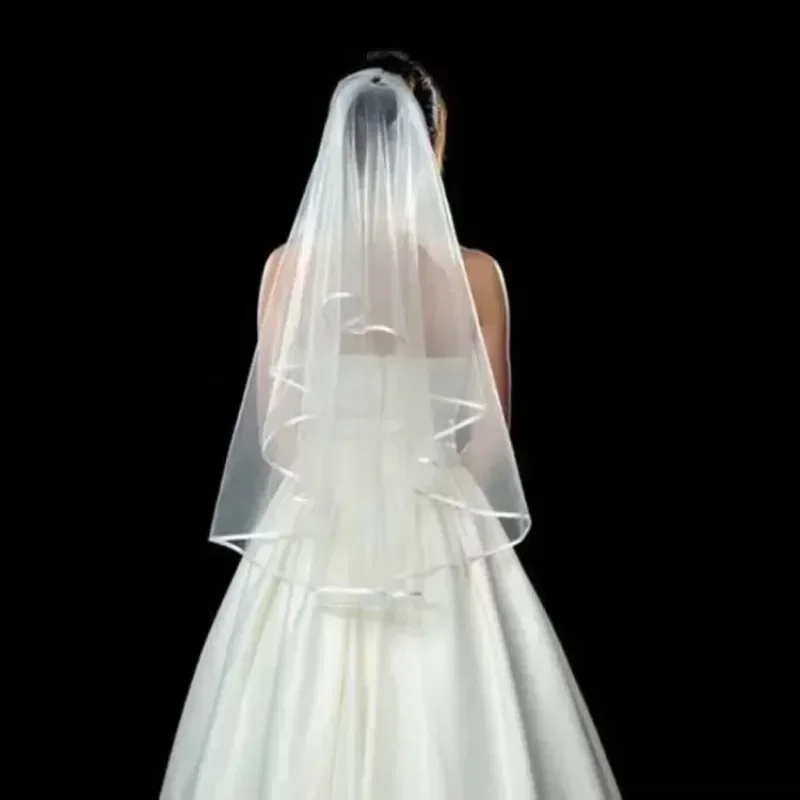 Bride To Be Veil White Lace Wedding Accessories Double Edging Bridal Jewelry 2025