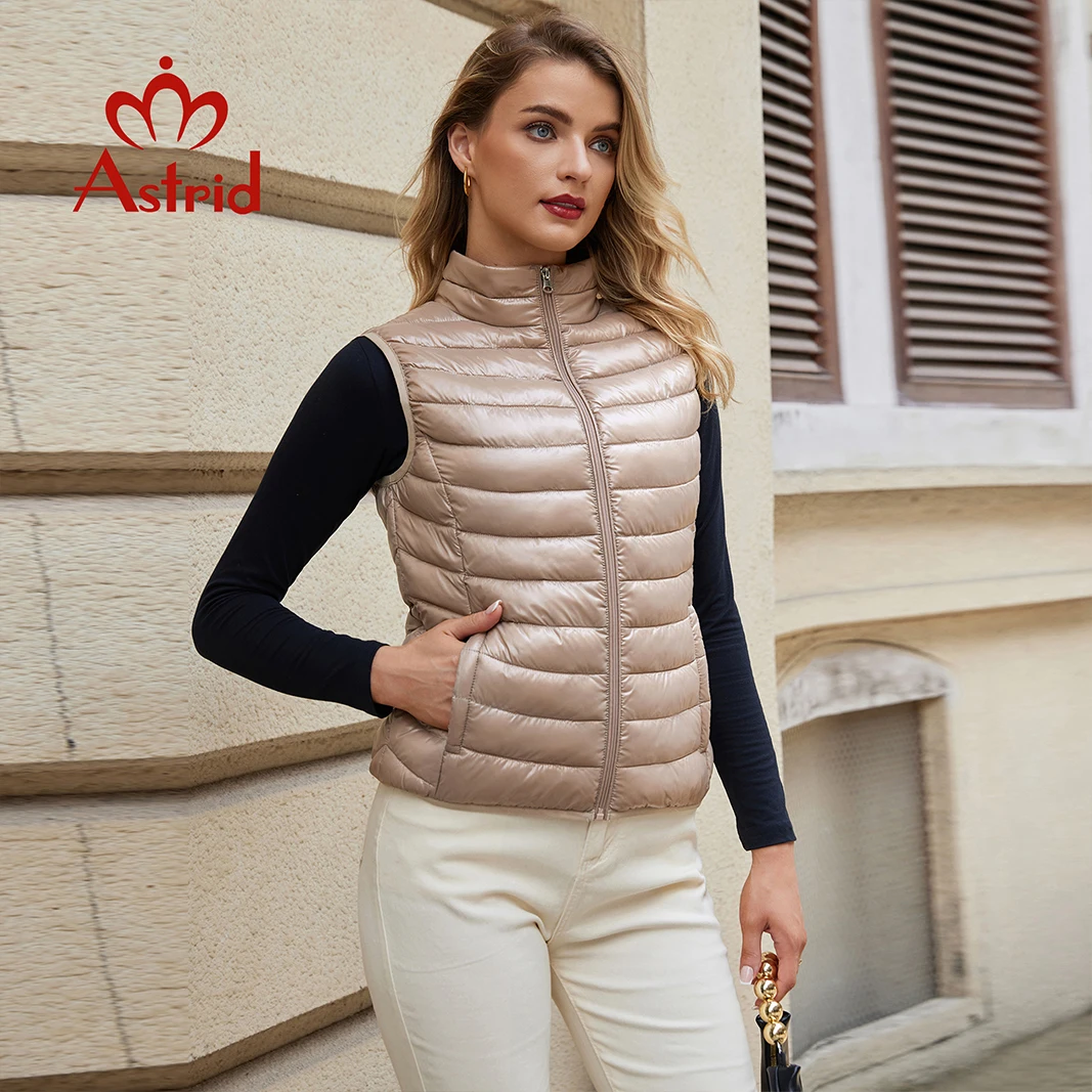 Astrid Nuove donne Gilet ultraleggero Piumino sottile senza maniche Ragazza Parka trapuntato leggero antivento Capispalla sottile