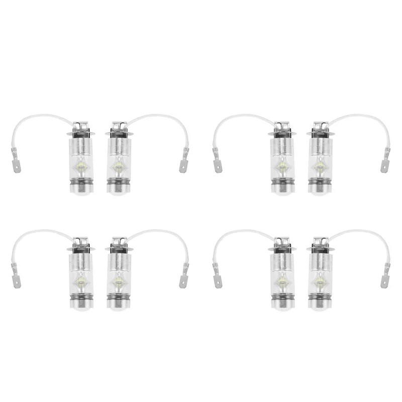 

ABOK-8Pcs 6000K White LED H3 100W 2323 Car Fog Light Bulb DRL