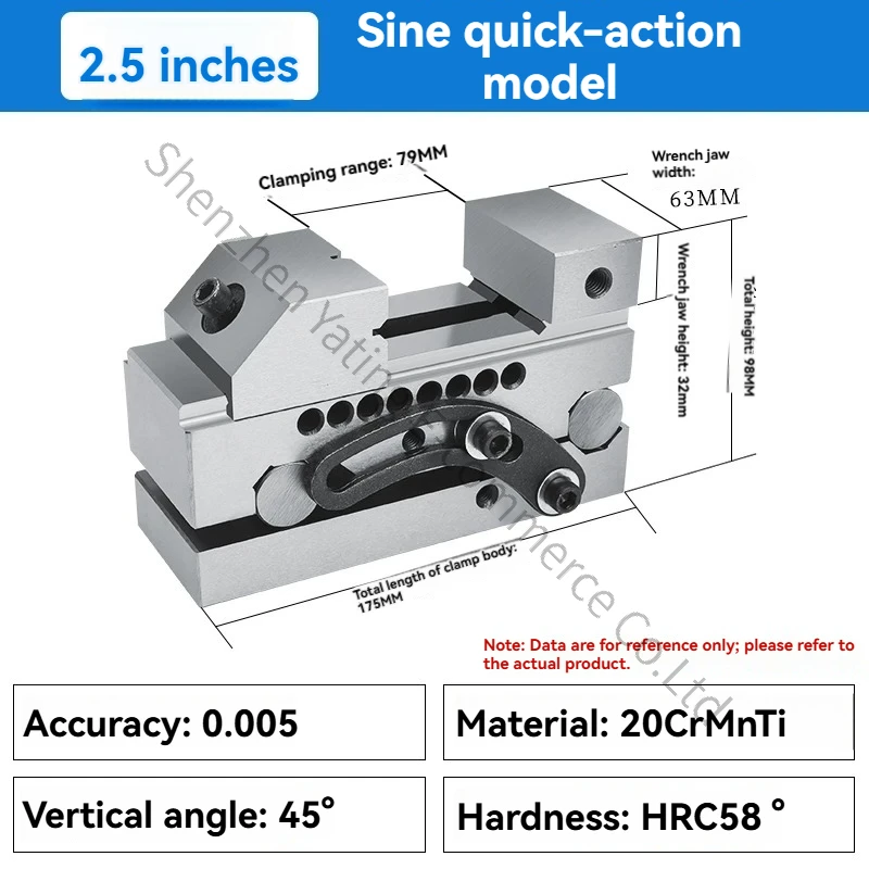 2.5inch Manual Universal Precision Flat Pliers 360 Degree Rotation Adjustable Angle Sinusoidal Vice Grinder Fast-acting
