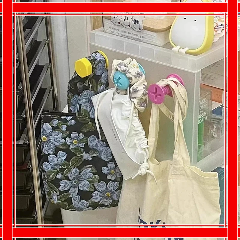 

Creative Colorful Screw Self-adhesive Hook Cute Cartoon Sticky Hook for Wall Door Non Punching Hooks for Bag Storage Organizer