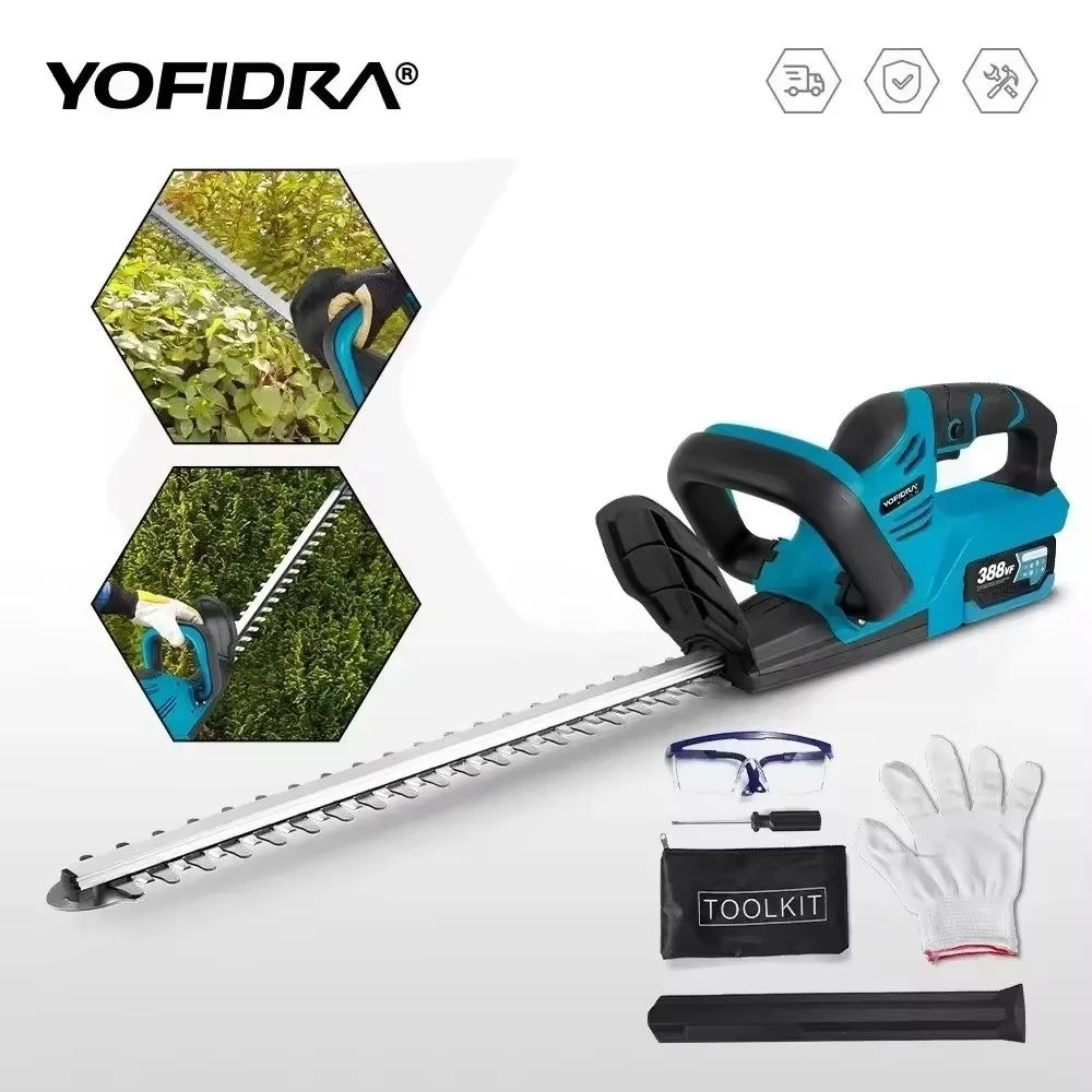 YOFIDRA 2000W Electric Hedge Trimmer 15000 RPM Lawn Mower Garden Landscaping Hedge Pruner Trimmer Tool For Makita 18V Battery