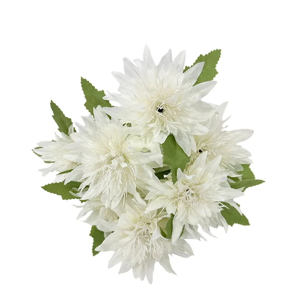 Multicolor Sea Anemone Artificial Flower 7 Flower Arrangement Material Faux Plant DIY Accessories Green Leaves Decorative Flower