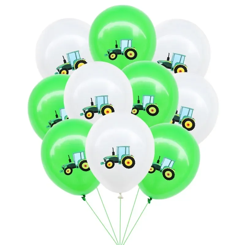 New Farm Tractor Themed Disposable Tableware Cup Plate Set Kids Birthday Tablecloth Balloon Banners Decoration Supplies