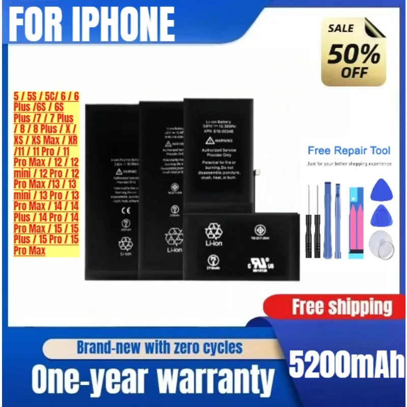 Applicable To Phone11/X/12/XR/11Pro/8p/7plus/13 Mobile Phone Battery Original Replacement Battery  with Tools