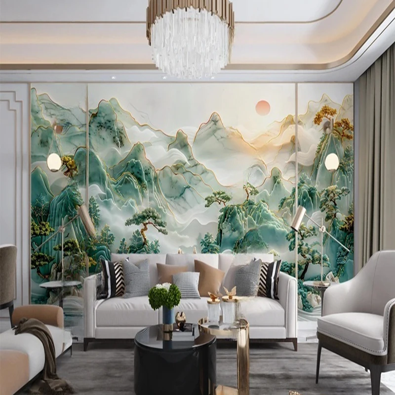 Chinese Style Landscape Nature Murals Wall Art Traditional Oriental Decorative Painting for Home Office Background Wall Covering