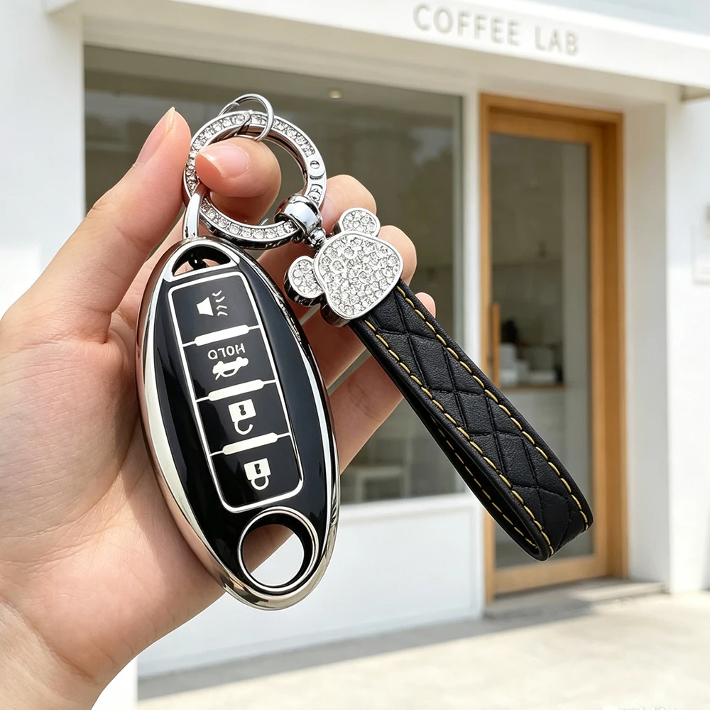 4Buttons TPU Car Key Shell Case Fob Cover for NISSAN Qashqai X-Trail Juke Maxima Altima Versa Sentra Sunny Sylphy Teana Keychain
