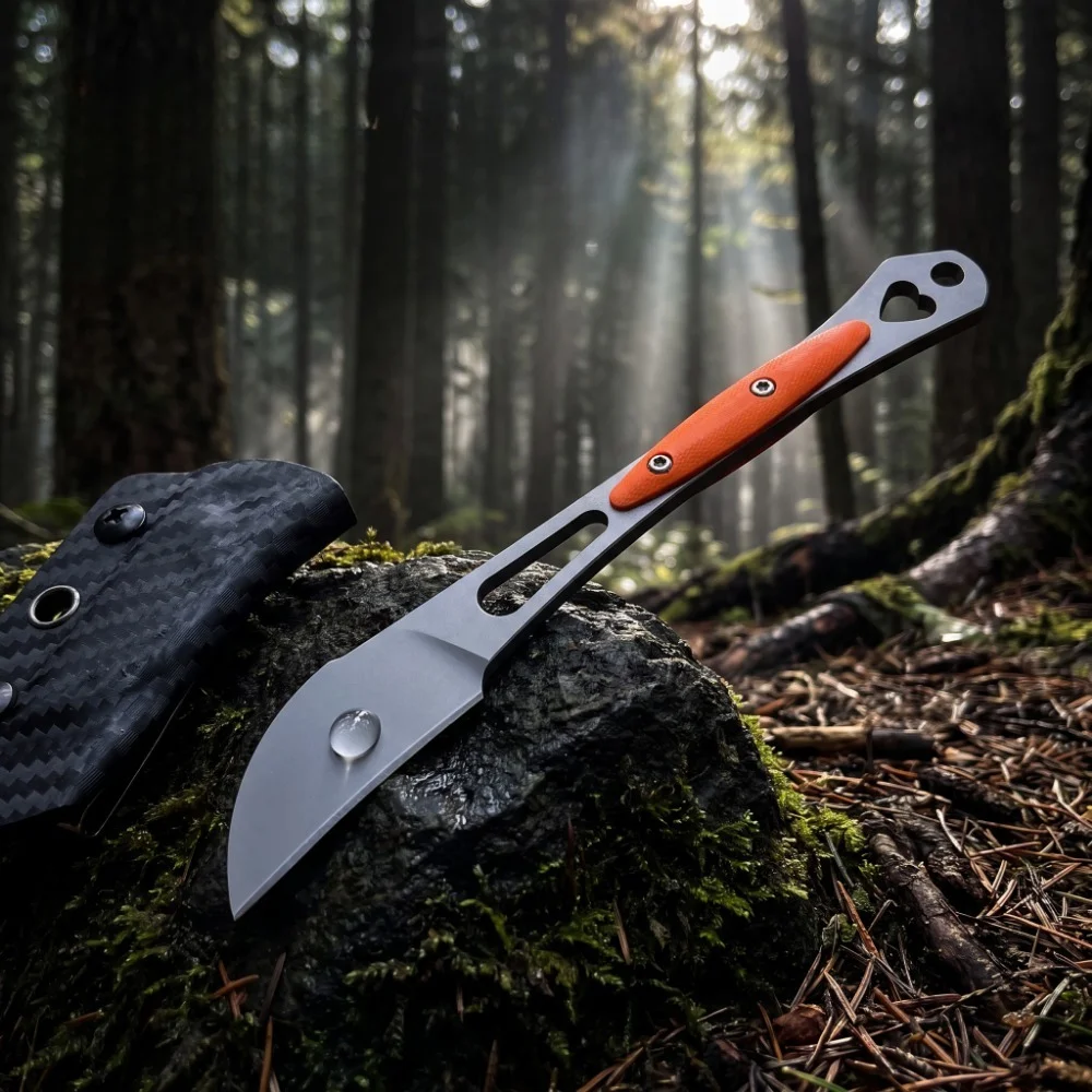 Compact Sheathed Fixed Straight Knife User-friendly Ergonomic Handle 8Cr13MoV Blade G10 Handle Portable Camping Fishing Tool