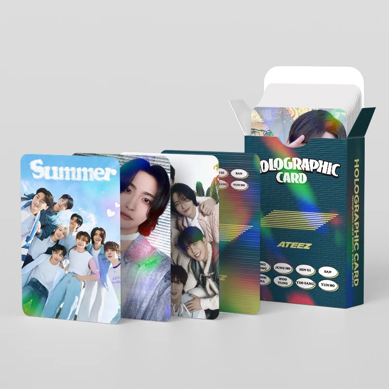 Imagem -05 - Kpop Ateez Lomo Cartões Álbum de Fotos Adesivos Dupla Face Photocard Jongho Yunho Yeosang San Fãs Presente hd 124 Pcs por Conjunto