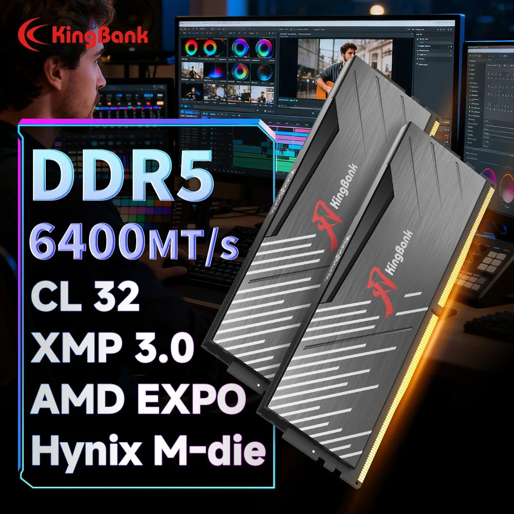 

KingBank SoarBlade KRXB DDR5 Series 16GBx2 6400MHz Intel XMP 3.0 & AMD EXPO Overclocking Memorys for Desktop