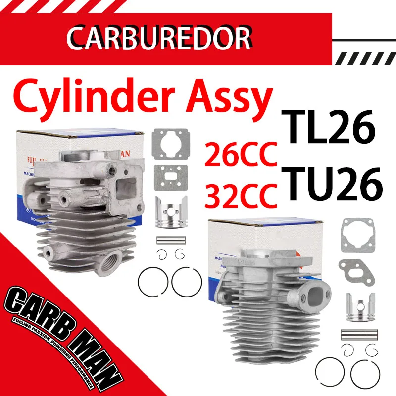Lawn Mower Cylinder Piston Assy Ring Pin Clip Rebuild Needle Bearing For TL26 TL23 TU26 1E32F 1E34F 1E34F 26cc 33cc 49c Engine