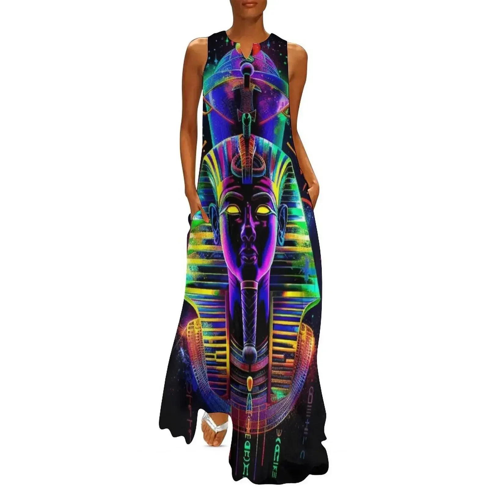 

Egyptian Pharaoh Neon Art 1 Long Dress Elegant gowns elegant women's dresses sale Women's dresses Dress