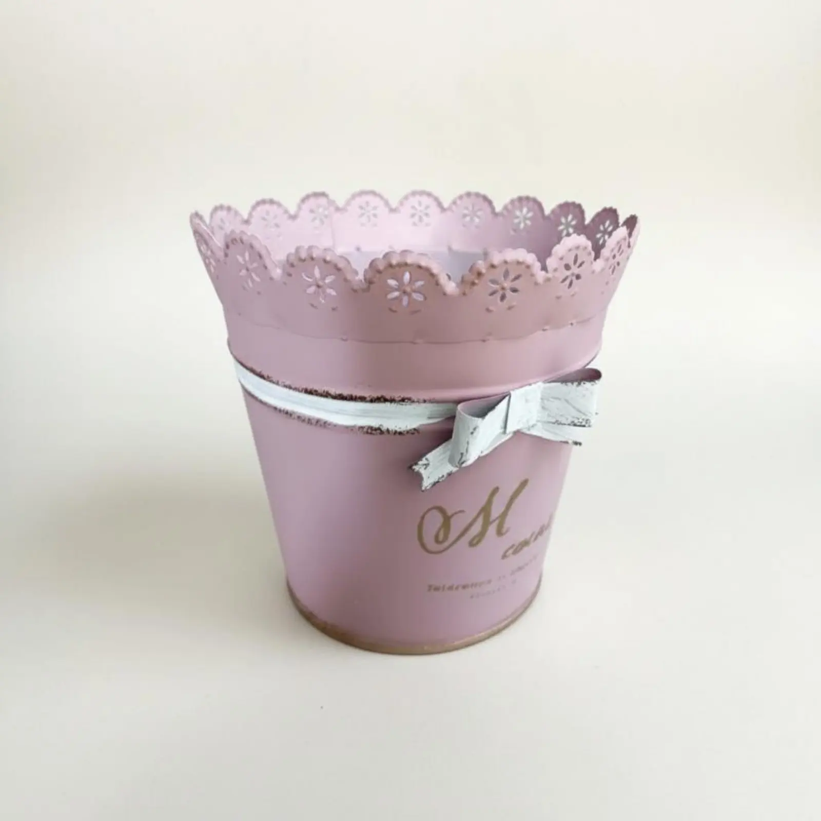 3 Pieces Bow Metal Planter French Design Lace Trim Planter Metal Flower Pot for Tabletop, Balcony