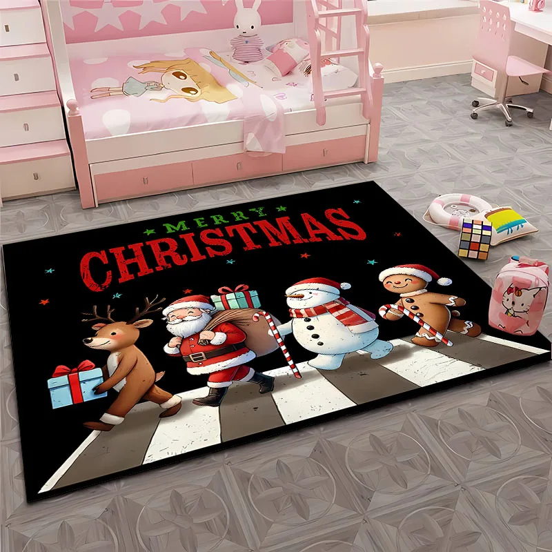 HD Cartoon Christmas Large Carpet for Home Living Room Kids Bedroom Sofa Doormat Kitchen Floor Rug Anti-slip Decor New Year Gift