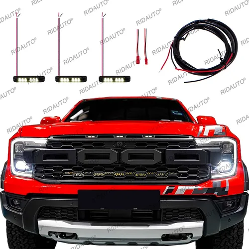 Para parrilla Raptor del mercado de accesorios, 3 uds., luz LED blanca ámbar, luz de rejilla de recogida, luz LED DIY apta para FORD RANGER RAPTOR 2023-2025 +