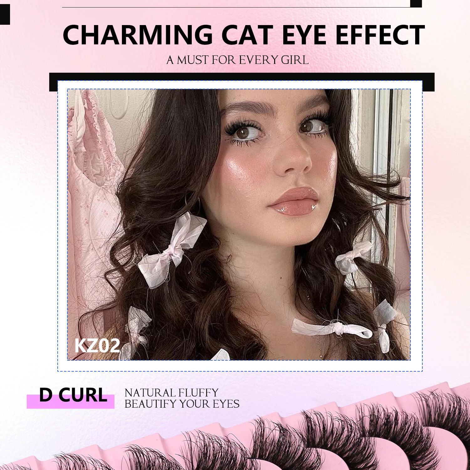 ラスヴィレイつけまつげ ふわふわキャットアイまつげ ナチュラルでボリュームのあるフルストリップまつげ ドラマティックでふわふわなDカールフェイクミンクまつげエクステ